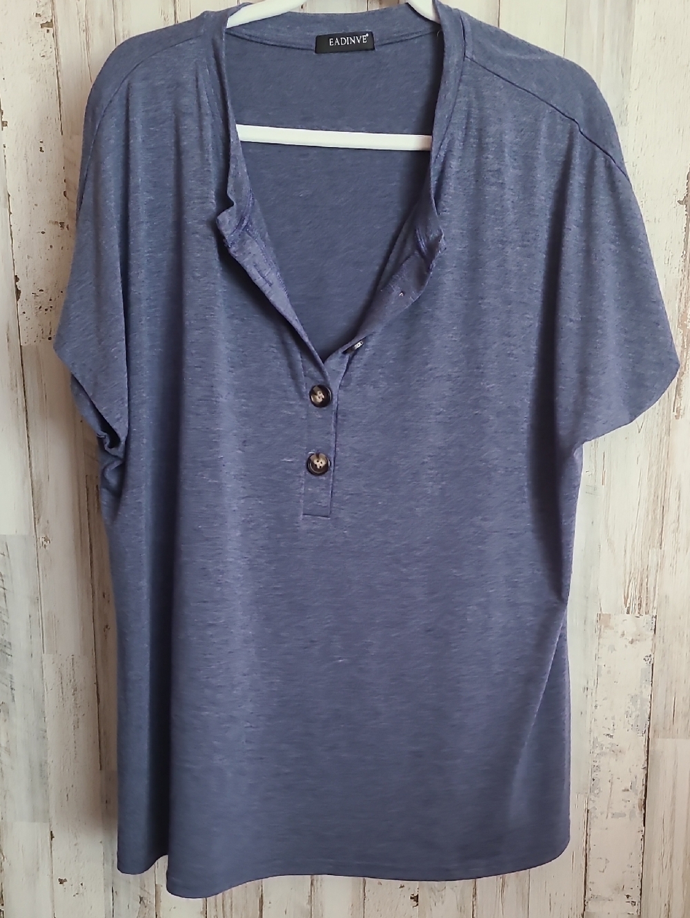 Eadinve  Blue Short Sleeve Henley Top